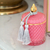 Dekoratyvinė kvapni žvakė stikliniame krištoliniame inde, rožinis auksas