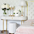 Moderne klassische weiße Glamour-Konsole für den Wohnzimmerflur mit einer BELLA GOLD OUTLET-Marmorplatte