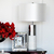 Modern silver and white table lamp in the glamor style SILVIA 