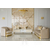 Exklusives Glamour-Sofa für das Wohnzimmer, Art Deco, modern, mit stahlgoldenen Lamellen, beige, Designergold MADONNA