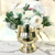 Stalowy duży wazon, art deco, glamour, misa z uchwytami, XL