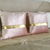 Decorative pillow with golden belt, for sofa, for bedroom, for living room, pink, gold