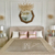 Dekoratyvinė pagalvė su auksiniu diržu, sofai, miegamajam, svetainei, rožinė, auksinė 