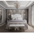 Szafka nocna lakierowana biało srebrna do sypialni glamour Lorenzo S Silver OUTLET 