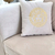 Decorative velvet pillow beige with gold logo Medusa
