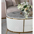 Stolik kawowy glamour, tapicerowany, z szufladami, ecoskóra, biały konglomerat, złoty HERMITAGE OUTLET 