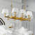 Żyrandol glamour ELEGANZA 100 cm klasyczny kryształowy,  luksusowy z białymi abażurami do jadalni, złoty OŚWIETLENIE