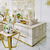 Modernus aukso-smėlio spalvos glamūrinis fotelis EMPORIO