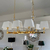 Żyrandol glamour ELEGANZA 100 cm klasyczny kryształowy,  luksusowy z białymi abażurami do jadalni, złoty