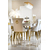 Krzesło glamour nowoczesne, tapicerowane, do jadalni, z prostym stalowym stelażem, pikowane, z kołatką, wygodne, złote GRETA 