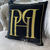 Poduszka 40x40 z logo PH, czarna, złota, dekoracyjna, kwadratowa