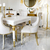 High gloss glamorous table, elegant white high gloss, light gold QUEEN
