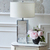 Lampa stołowa glamour klasyczna, nowoczesna, hamptons, prostokątna z białym abażurem,  srebrna VERONICA