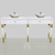 Glamūrinė vonios konsolė mediniams praustuvams su stalčiais, balta ir auksinė, QUEEN