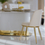 Modern glamor chair for the dining room, designer, round, beige, gold ENZO BOUCLE 