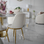 Krzesło glamour nowoczesne do jadalni, designerskie, okrągłe, beżowe, złote ENZO BOUCLE 