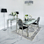 Dizaino glamūrinis stalas su stikliniu stalviršiu, plieninis, modernus, sidabrinis ELITE
