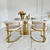 Apvalus spalvingas pietų stalas ant auksinės plieninės kojos, modernus, 130 cm ORION 