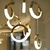 Modernus sietynas, spalvingas pakabinamas šviestuvas, auksinis, apvalus, dizainerių, išskirtinis, ilgas kabantis plafonas, virš laiptų, salė ROUND XXL 