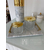 Rectangular tray with gold handles, marble 