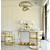 Dizainerinė glamour kėdė, auksinė, boucle, valgomajam, moderni, pusiau apvali, tualetiniam stalui, plieninė MARCO 