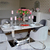 Exklusiver Glamour-Tisch für das Esszimmer, modern, Designer, weiße Marmorplatte, silbernes ART DECO