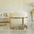 Moderner, stilvoller Designer-Glamour-Sessel für das Wohn- und Esszimmer, Bouclé BENT in Beige und Gold 