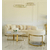 Moderner, stilvoller Designer-Glamour-Sessel für das Wohn- und Esszimmer, Bouclé BENT in Beige und Gold 