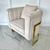 Modern, stylish, designer glamor armchair for the living room and dining room, golden beige BENT 