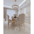MILANO spalvingas stalas, išskirtinis valgomajam, modernus, balto marmuro stalviršis, auksinės marmurinės kojos 