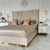 Gepolstertes Glamour-Bett, modern, mit goldener Latte, beige 180x200cm IMPERIAL OUTLET 