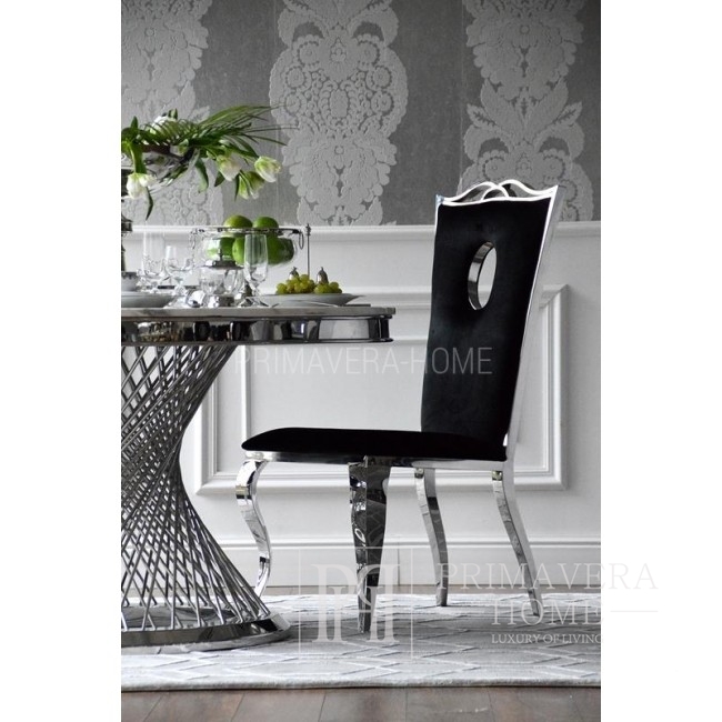 Krzesło VITO glamour tapicerowane stalowe nowoczesne do jadalni czarne 49x49xh108