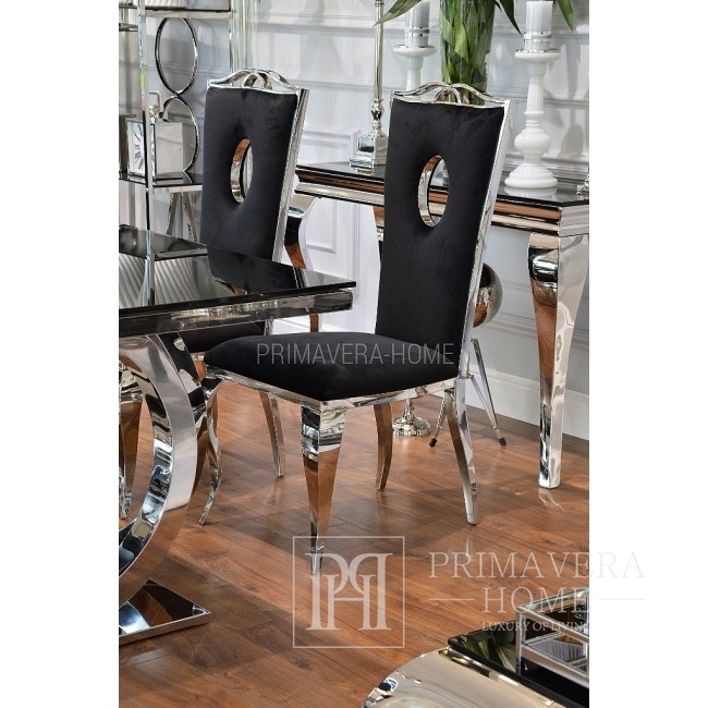 Chair Glamour VITO upholstered steel modern for dining room black 49x49xh108
