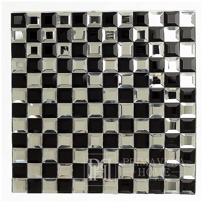Diamant-Glasmosaik Schwarz und Weiß Hermine Schachbrett