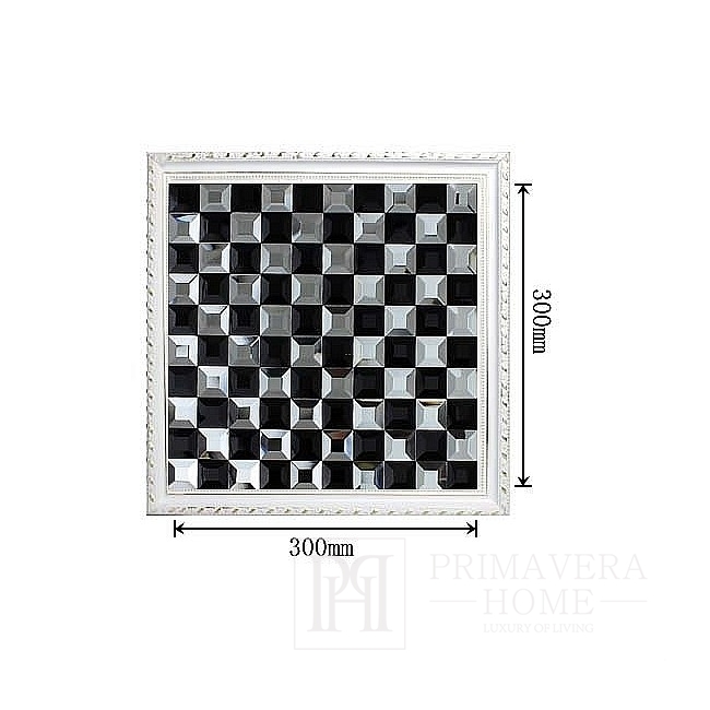 Black and White Hermione Black and White Glass Diamond Mosaic Chessboard