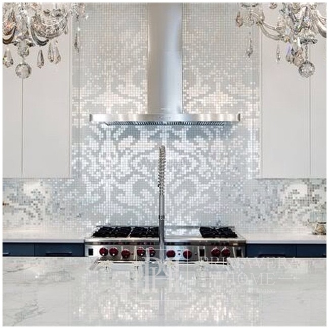 Mozaika szklana Damasco Oro Bianco biała i srebrna Silver