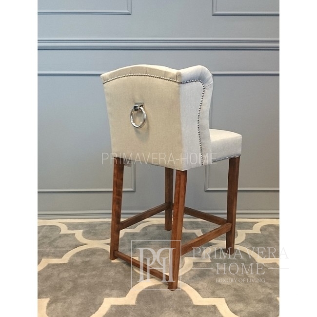 Krzesło barowe tapicerowane pikowane z uszami hoker KEITH OUTLET