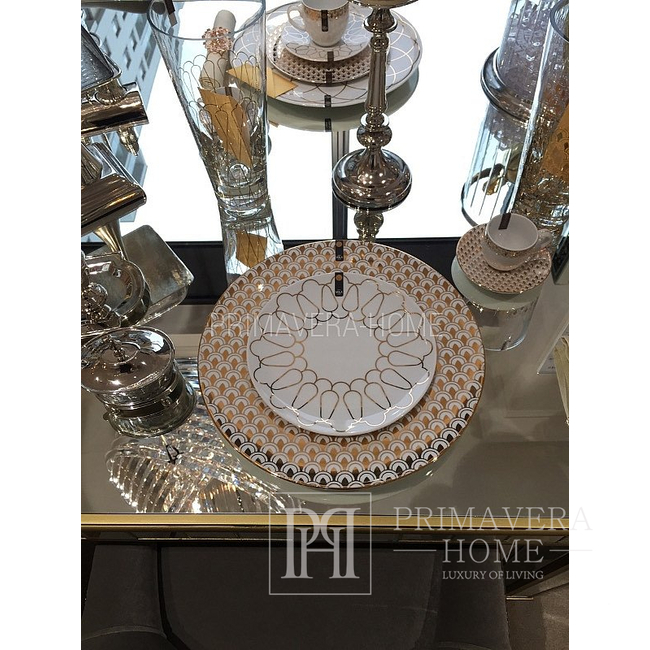 Zestaw dwóch talerzy deserowych styl nowojorski glamour złoty platynowy LAMINA D&#39;ORO prezent dla firm