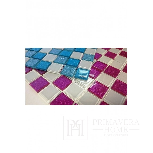 Glass mosaic with brocade TURKUSOWA + WHITE MIX BM130