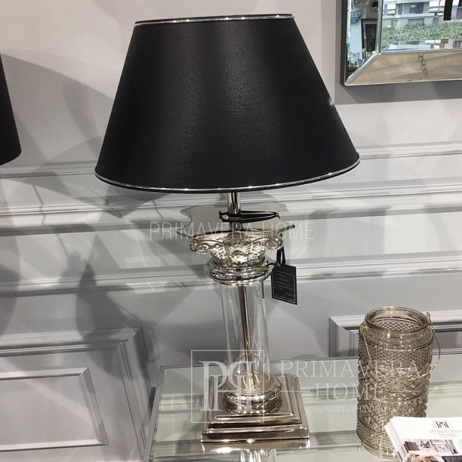 Schwarzer Lampenschirm mit Silberbesatz 35 cm
