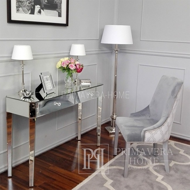 Gepolsterter Glamour-Stuhl, grau mit Esszimmerklopfer mit Klee LOREN