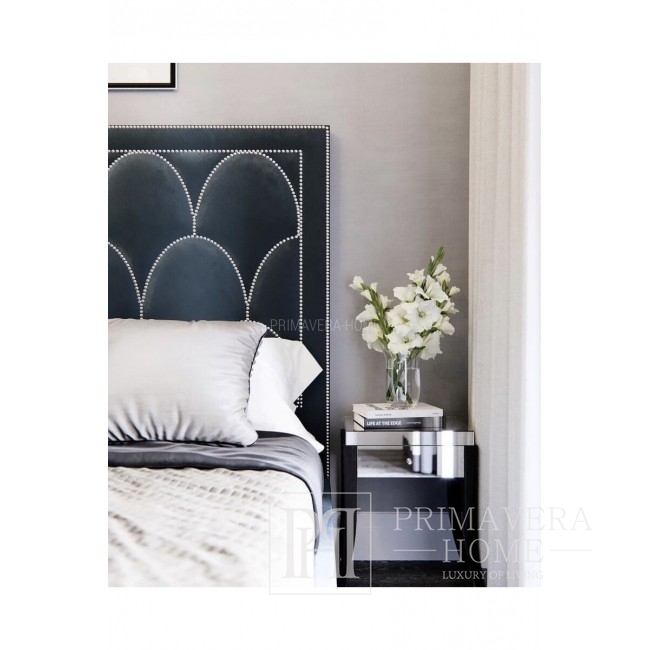 Łóżko tapicerowane pikowane glamour nowojorskie szare, białe SCALA