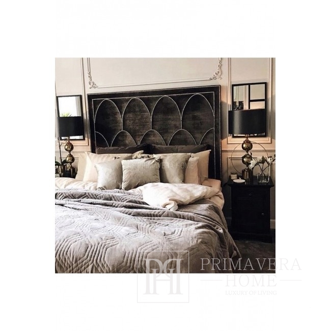 Łóżko tapicerowane pikowane glamour nowojorskie szare, białe SCALA