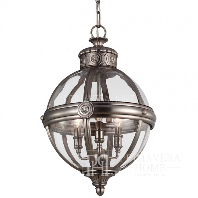 Lampa wisząca sufitowa rustykalna, żyrandol, srebrna, czarna, biała BURBANK styl klasyczny, nowojorski