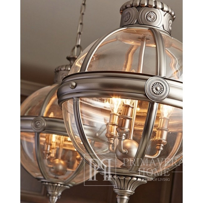 Hanging lamp, chandelier, silver, black, white BURBANK