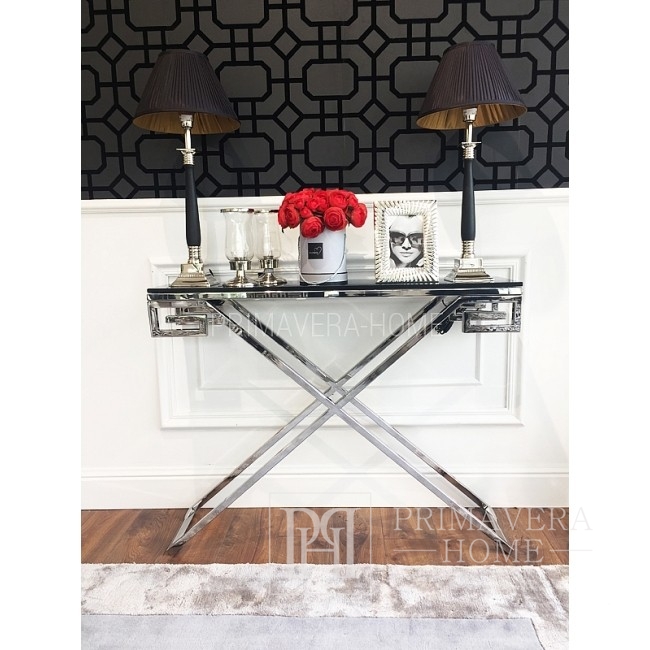 Glamour console stainless steel silver glass GREEC