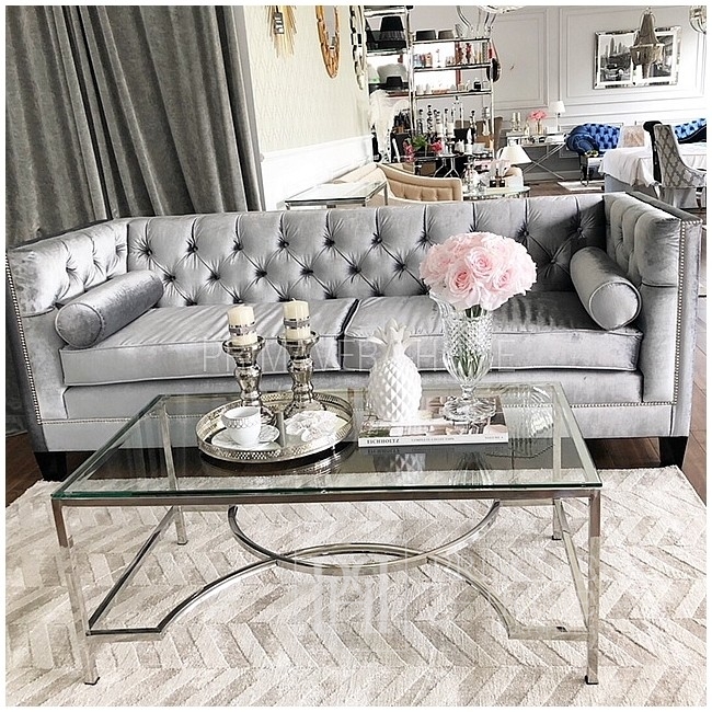 Sofa Nowojorska szara biała glamour MORIS