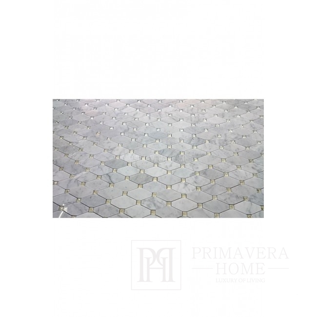 Weißer Marmor Carrara acetagon Steinmosaik Hexa Diamant