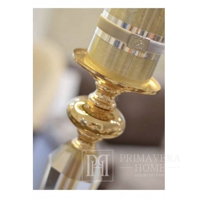 Crystal candlestick L FLAVIO on pedestal gold