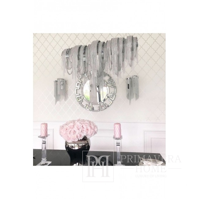 Żyrandol srebrny lampa wisząca glamour z łańcuchami ekskluzywny MADONNA L styl klasyczny, nowojorski
